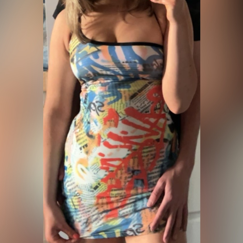 Superdown Multicolor Graffiti Mini Dress - image 2